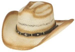 Cavenders® Sisal Vent Silver Cross Straw Cowboy Hat