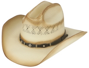Cavenders® Santung Vent Silver Cross Straw Cowboy Hat