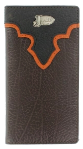 Justin� Brown Bullhide 2 Tone Wallet w/ Emblem