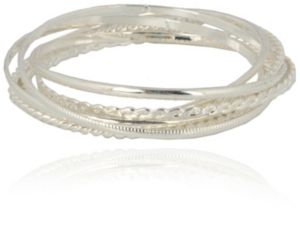 Cattilac Style® Silver Bangle Set