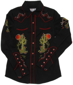 Panhandle Slim® Ladies Black On the Mesa Long Sleeve Retro Shirt