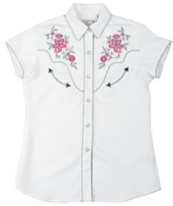 Panhandle Slim® Ladies White Short Sleeve Retro Western Shirt