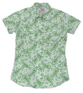 Ransom Ranch® Ladies Green Paisley Short Sleeve Shirt