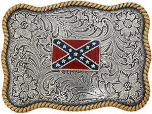 M&F Western Products® Antiqued Silver Buckle W/Rebel Flag3757443