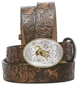 3-D® Brown Rodeo Event Belt  with Bullrider Buckle