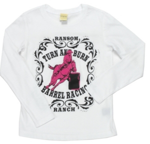 Ransom Ranch® Girls Longsleeve White Tee