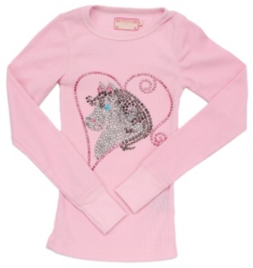 Ransom Ranch® Girls Thermal HorseHead Design Tee