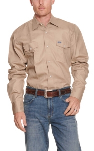 Wrangler® Khaki Twill Long Sleeve Workshirt