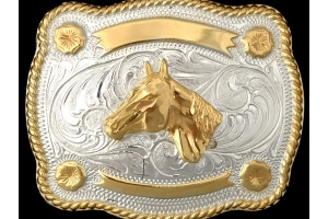 M&F Western Product® Horsehead Buckle Polished Silver and Gold