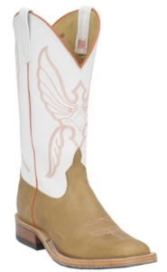 Anderson Bean® Men's Tan Burnished Crazy Horse w/ White Top Square Toe Western Boot