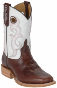 Anderson Bean ® Chocolate Horse w/ White Top Square Toe Boots