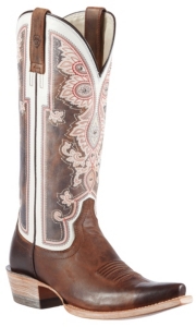 Ariat Womens Weathered Brown Alameda w Regal Print Top Snip Toe Western Boots