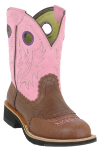 Ariat® Ladies Chocolate Rough w/ Bubblegum Top Cowgirl Fatbaby Western Boot