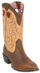 Ariat® Ladies Brown Rawhide w/ Seashell Top Punchy Round Toe Western Boot