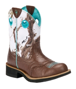 Ariat Fatbaby Cowgirl Ladies Brown Crinkle w Snowflake Camo Top Western Boot