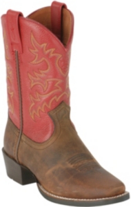 Ariat® Children's Distressed Brown & Red Legend Square Toe Boots