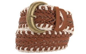 Angie Brown Cream Woven Belt BL045
