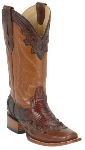 Corral® Ladies Brown Lizard Wingtip Square Toe Exotic Western Boot