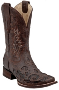 Corral® Men's Distressed with Python Inlay Exotic Square Toe Cowboy Boots