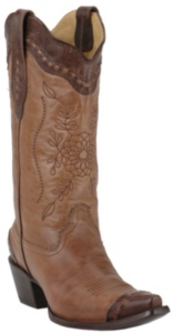 Corral® Ladies Tan & Chocolate Brown Mad Dog Goat Snip Toe Western Boots
