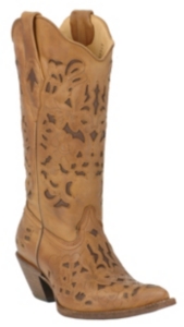 Corral® Ladies Tan w/Chocolate Brown Inlay Western Boots