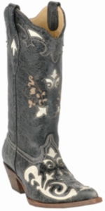 Corral® Ladies Black w/ White Inlay Western Boots