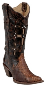 Corral® Ladies Exotic  Brown Musago Python Exotic Western Boots