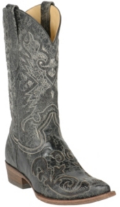 Corral® Men's Black with Exotic Black Inlay Snip Toe Western Boots