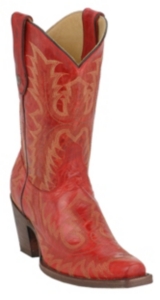 Corral® Ladies Red w/ Fancy Stitch Snip Toe Western Boot