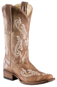 Corral® Ladies Tan Brown Cortez w/ Cream Embroidery Square Toe Western Boots Corral® Ladies Tan Brown Cortez w/ Cream Embroidery Square Toe Western Boots