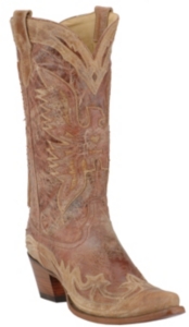 Corral® Ladies Antique Cognac & Cream Wingtip Eagle Western Boots
