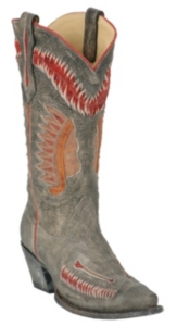 Corral® Ladies Distressed Black & Red Indian Snip Toe Western Boots
