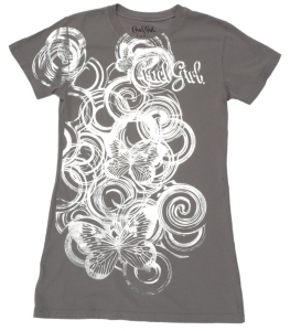 Cruel Girl® Ladies Grey Silver Foil Fitted Short Sleeve Tunic Tee