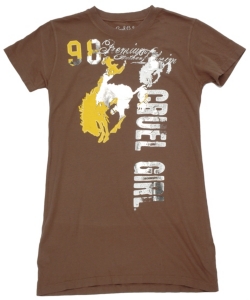 Cruel Girl® Ladies Brown Bucking Horse Short Sleeve Tee