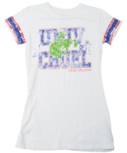 Cruel Girl® Ladies White with Logo & Green Bucking Horse Fitted Short Sleeve Tee