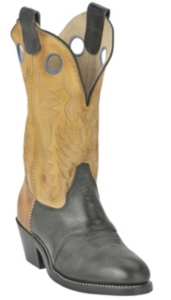Double H® Men's Old Town Brown/Black w/ Gold Top U-Toe Buckaroo Western Boot