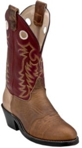 Double H® Men's Distressed Folklore Brown w/ Dark Red Top U-Toe Buckaroo Western Boot
