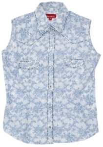 Panhandle Slim® Ladies Blue Print Sleeveless Western Shirt