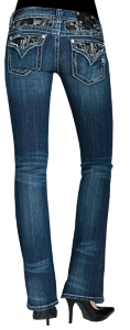 Miss Me� Black Lace and Crystal Boot Cut Jean