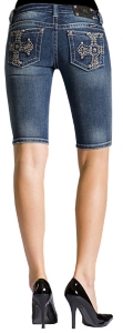 Miss Me® Dark Studded Cross Bermuda Short