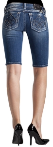Miss Me® Cut-Out Fleur De Lis Bermuda Short