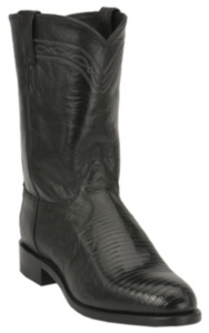 Justin® Mens Black Iguana Lizard Exotic Roper Boots