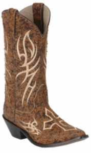 Justin® Bent Rail™ Ladies Antiqued Brown/Black with Cross Snip Toe Western Boot