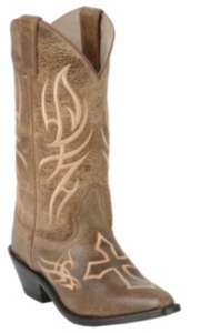 Justin® Bent Rail™ Ladies Distressed Brown Cafe w/ Cross Snip Toe Western Boot