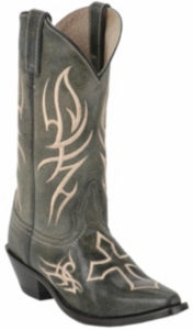 Justin® Bent Rail™ Ladies Distressed Coal Black w/ Cross Snip Toe Western Boot