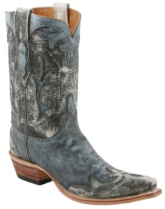 Diva by Lucchese® Ladies Black/Sky Blue Maddog Western Boots