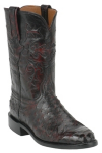 Lucchese® Classics™ Men's Black Cherry Full Quill Ostrich Exotic Roper Boots