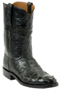 Lucchese® Classics™ Men's Black Full Quill Ostrich Exotic Roper Boots