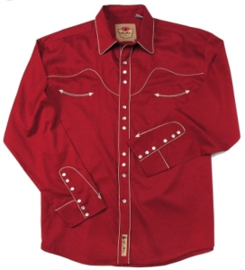 Larry Mahan® L/S Red & Khaki Retro Western Shirt