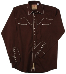 Larry Mahan® L/S Chocolate & Khaki Retro Western Shirt